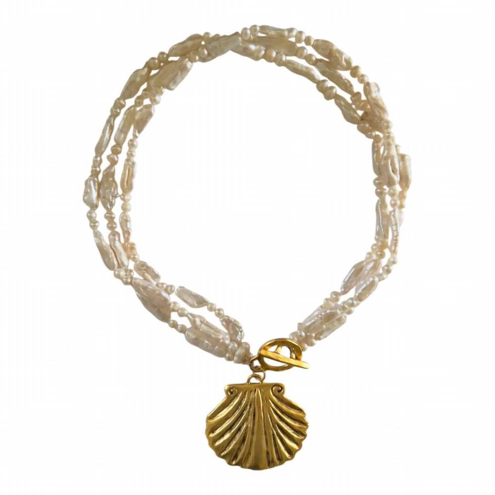 NEW SCCOLLECTION women's aqua shell necklace in pearl